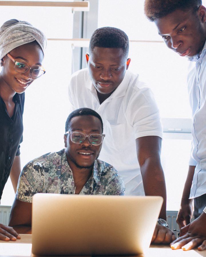 Group of afro americans working together